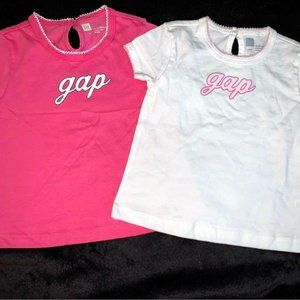 New Baby Gap Girls 18-24 mo Dark Pink and White Logo T-shirt Set